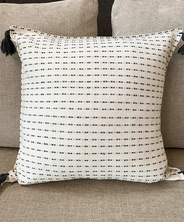 Funda de Cojín Blanco con Hilo Tejido Arte Zapoteco