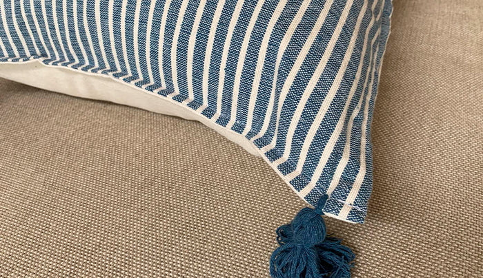 Funda de Cojín Rayas Azul Arte Zapoteco