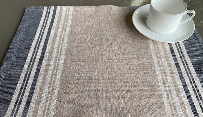 Mantelito Individual Beige Rayas Negras Arte Zapoteco