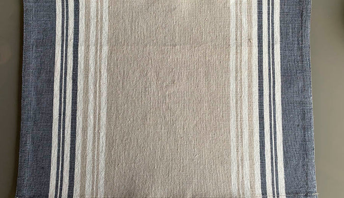 Mantelito Individual Beige Rayas Negras Arte Zapoteco