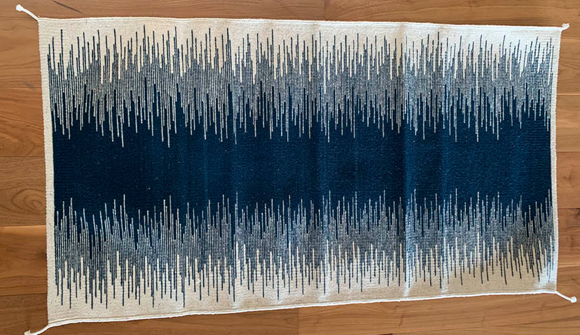 Tapete Líneas Azul Arte Zapoteco