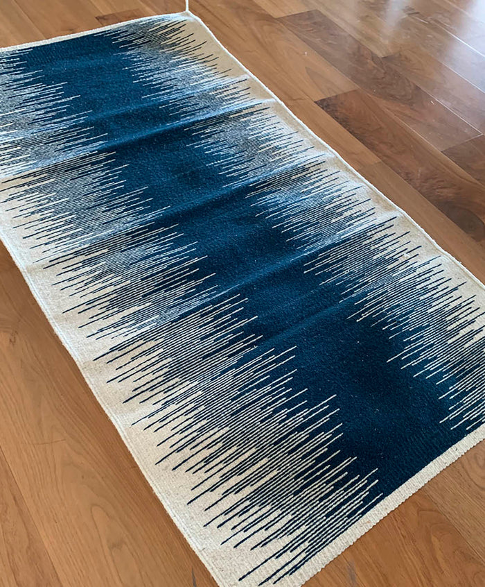 Tapete Líneas Azul Arte Zapoteco