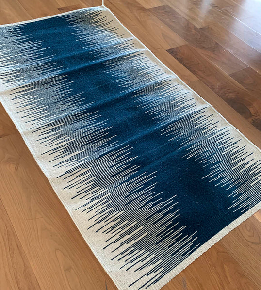 Tapete Líneas Azul Arte Zapoteco