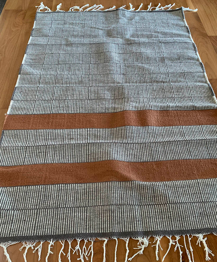 Tapete Rayas Gris y Anaranjado Arte Zapoteco