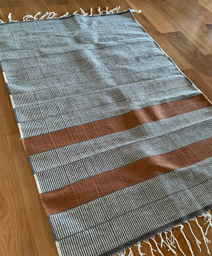 Tapete Rayas Gris y Anaranjado Arte Zapoteco