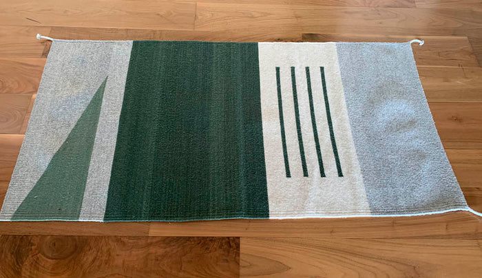 Tapete Verde Rayas Arte Zapoteco