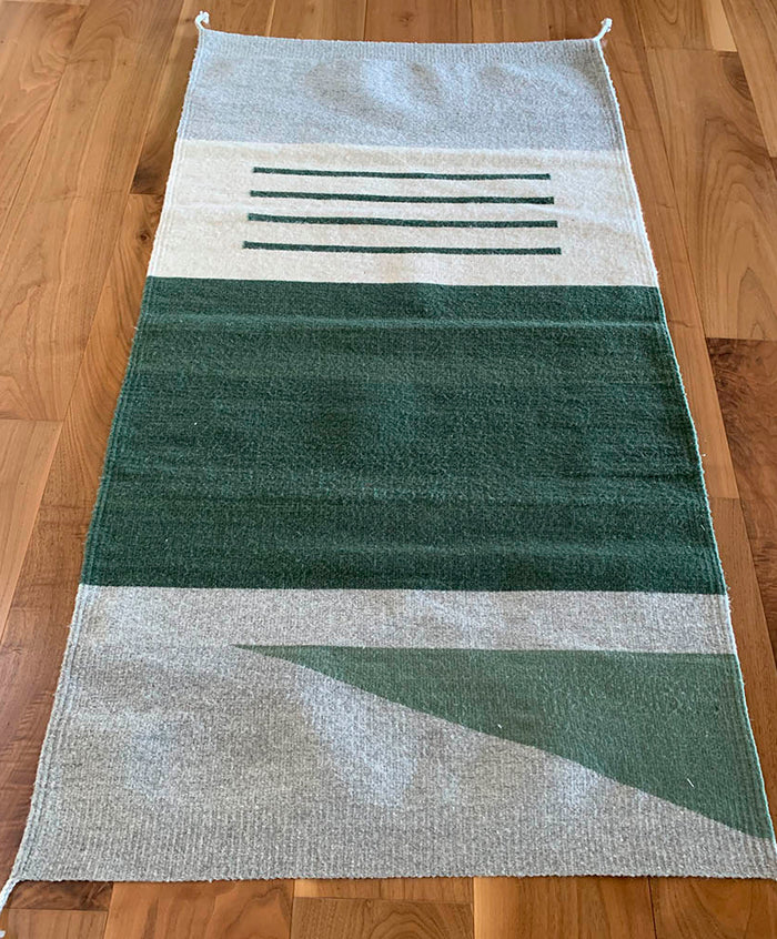 Tapete Verde Rayas Arte Zapoteco