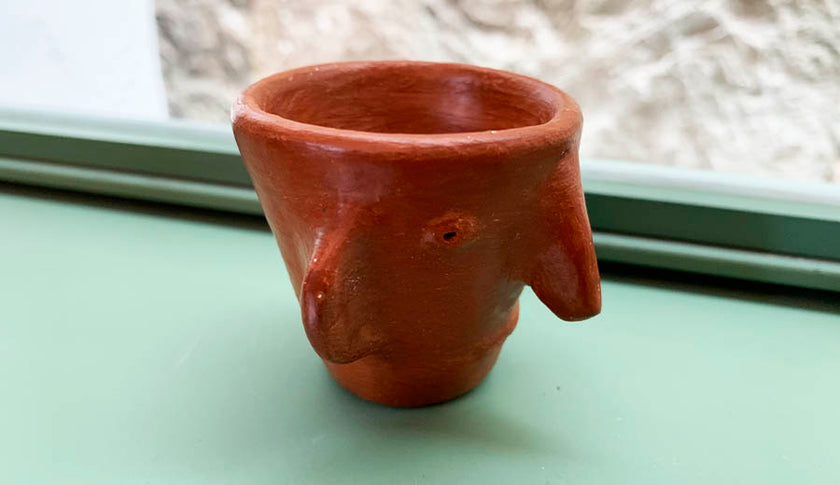 Mezcal Glass with Embossed Face